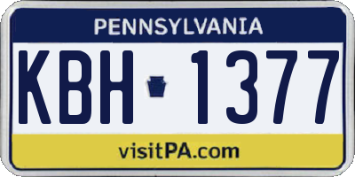 PA license plate KBH1377
