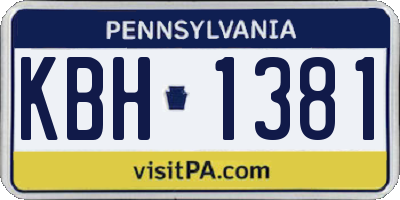 PA license plate KBH1381