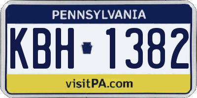 PA license plate KBH1382