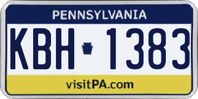PA license plate KBH1383