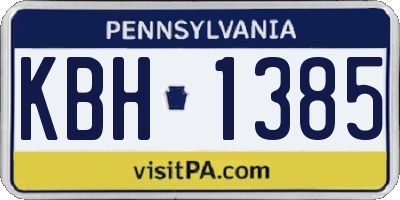 PA license plate KBH1385