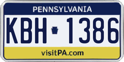 PA license plate KBH1386