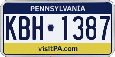 PA license plate KBH1387
