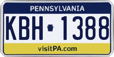 PA license plate KBH1388