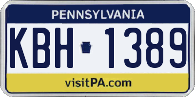PA license plate KBH1389