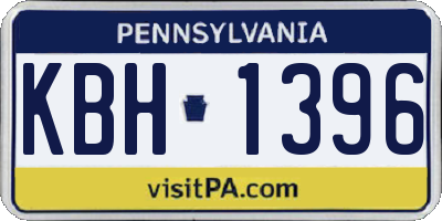 PA license plate KBH1396