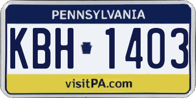 PA license plate KBH1403