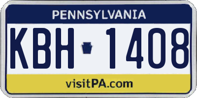 PA license plate KBH1408