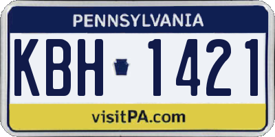PA license plate KBH1421