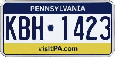 PA license plate KBH1423
