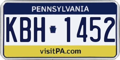 PA license plate KBH1452