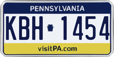 PA license plate KBH1454