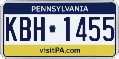 PA license plate KBH1455