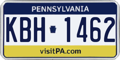 PA license plate KBH1462