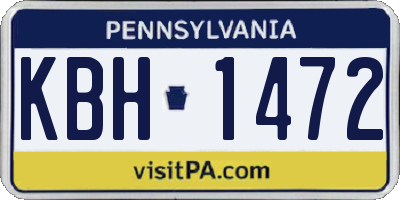 PA license plate KBH1472