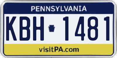 PA license plate KBH1481