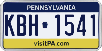 PA license plate KBH1541