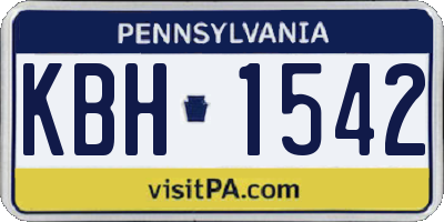 PA license plate KBH1542