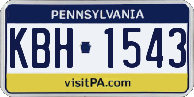 PA license plate KBH1543