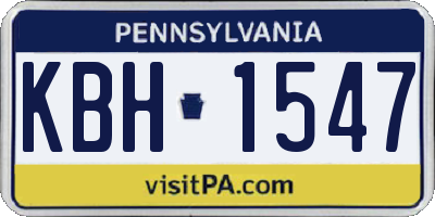 PA license plate KBH1547