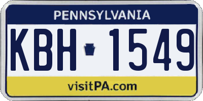 PA license plate KBH1549
