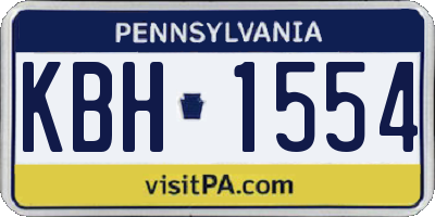 PA license plate KBH1554