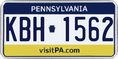 PA license plate KBH1562
