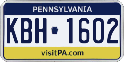 PA license plate KBH1602