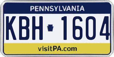 PA license plate KBH1604