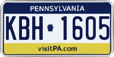 PA license plate KBH1605