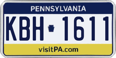 PA license plate KBH1611
