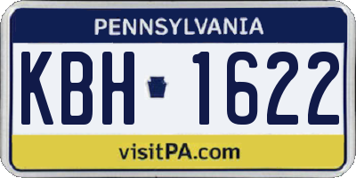 PA license plate KBH1622