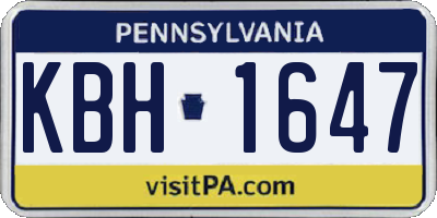PA license plate KBH1647