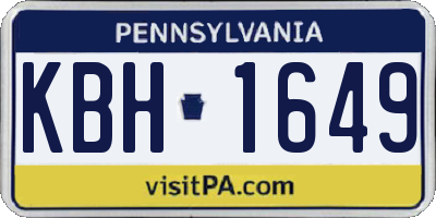 PA license plate KBH1649
