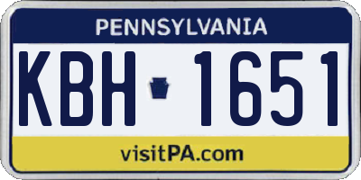 PA license plate KBH1651