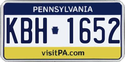 PA license plate KBH1652