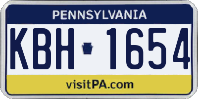 PA license plate KBH1654