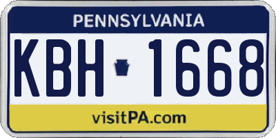 PA license plate KBH1668