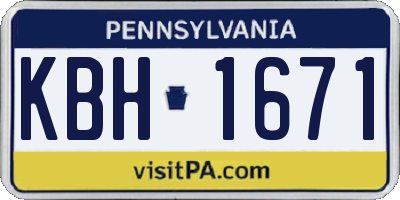 PA license plate KBH1671