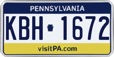 PA license plate KBH1672