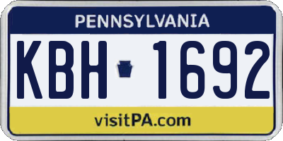 PA license plate KBH1692