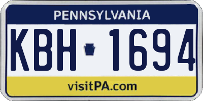 PA license plate KBH1694
