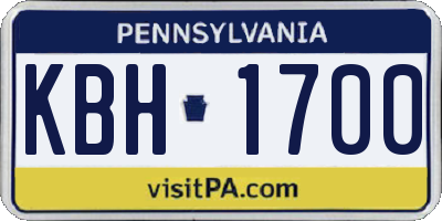 PA license plate KBH1700