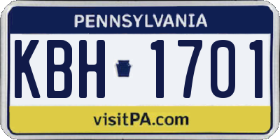 PA license plate KBH1701