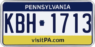 PA license plate KBH1713