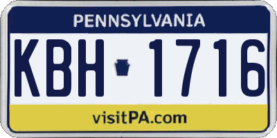 PA license plate KBH1716