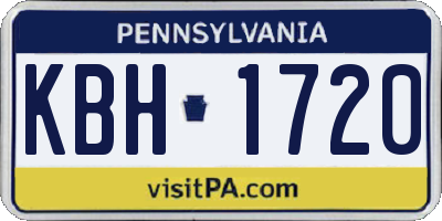 PA license plate KBH1720