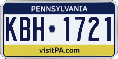 PA license plate KBH1721