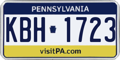 PA license plate KBH1723