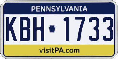PA license plate KBH1733